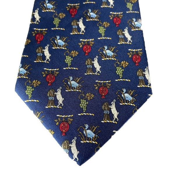 Salvatore Ferragamo Other - New Salvatore Ferragamo Silk Necktie Rabbit Fall Leaves Grapes 3.75" - 58"